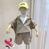 Boys Summer Suits New Short-sleeved Korean Kids Baby Comfortable with Hood Two-piece Fashion Toddler Boy Clothes